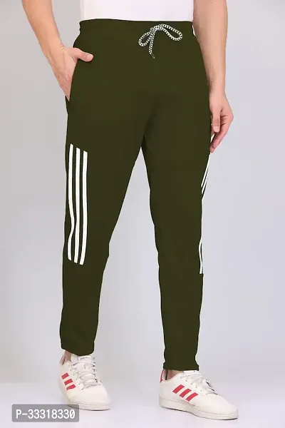 VTHREADS Men Dark Green Striped Polyester Track Pants-thumb4