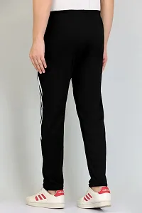 Men Black Striped Polyester Track Pants-thumb2