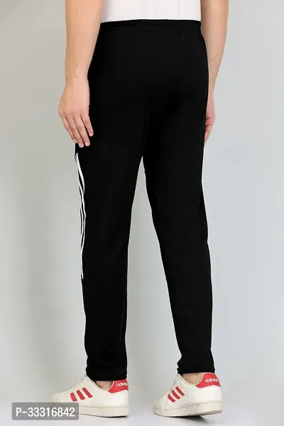 Men Black Striped Polyester Track Pants-thumb3