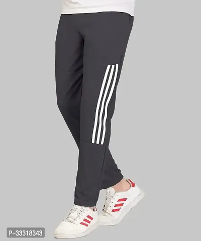 VTHREADS Men Grey Striped Polyester Track Pants