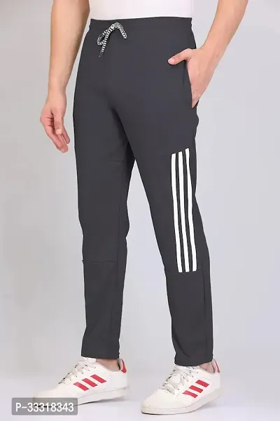 VTHREADS Men Grey Striped Polyester Track Pants-thumb4