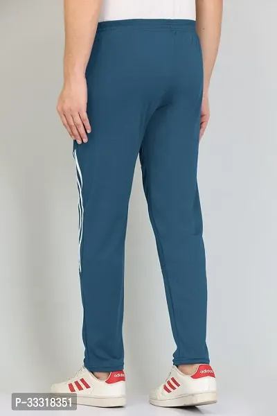 VTHREADS Men Light Blue Striped Polyester Track Pants-thumb4