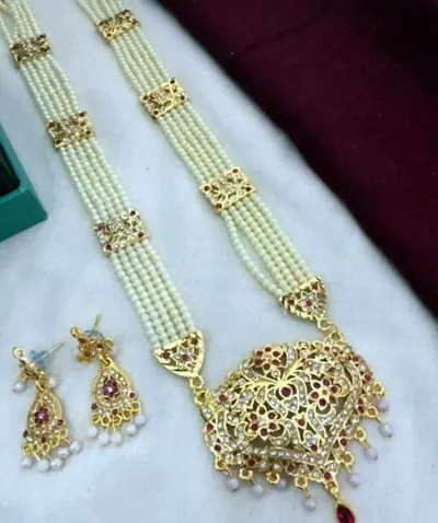 Traditional Alloy Gold Plated Necklace Set with Ring