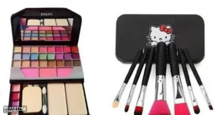 Make-Up Kit with 7pc Make-up Brush with Black Tin Box-thumb0