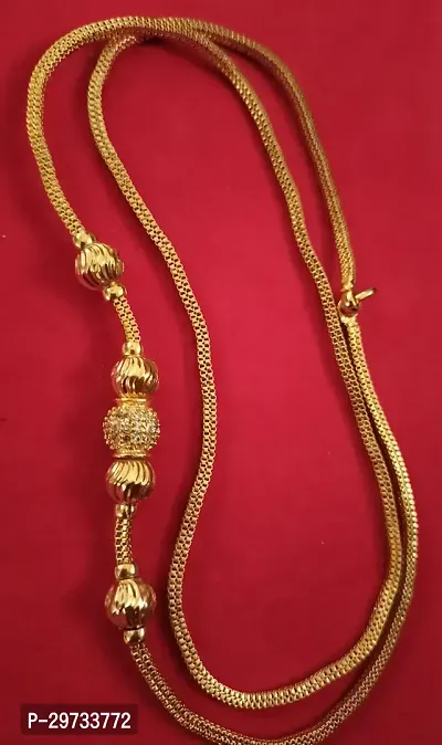 One Gram Gold Plated  Mahalakshmi Mugappu Chain for Women 24 Inches