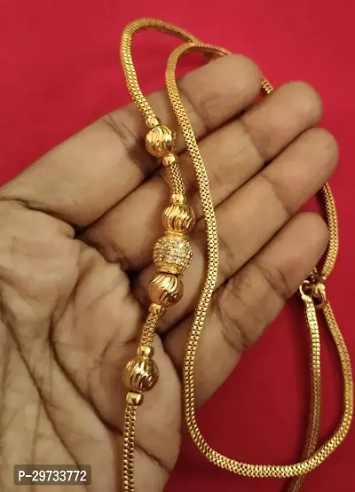 One Gram Gold Plated  Mahalakshmi Mugappu Chain for Women 24 Inches-thumb2