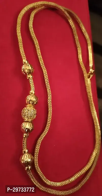 One Gram Gold Plated  Mahalakshmi Mugappu Chain for Women 24 Inches-thumb3