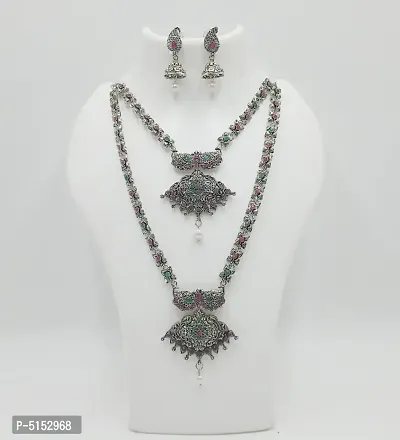 Oxidised Silver Banjara Style Combo Necklace Set with Earring for Women  Girls