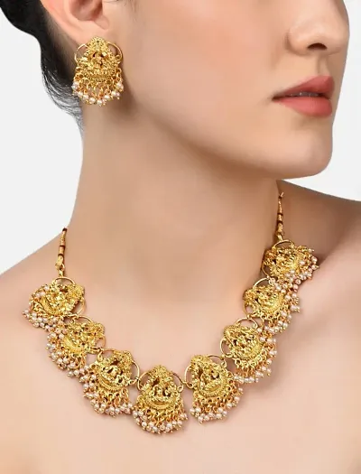 Traditional Designer Gold Plated Ethnic Necklace Set