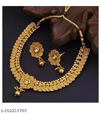 Trendy Gold-Plated Necklace with Earring For Women-thumb1