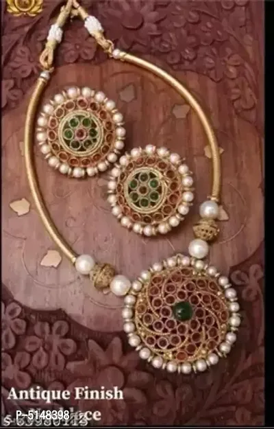 Combination Of Gold Plated Kundan Necklace Set For Women Girls-thumb2