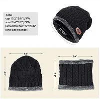 Stylish Wool Navy Blue Printed Beanie Cap For Unisex-thumb2