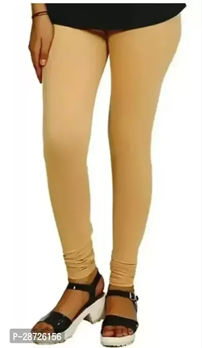 Fabulous Beige Cotton Solid Leggings For Women Pack of 1-thumb0