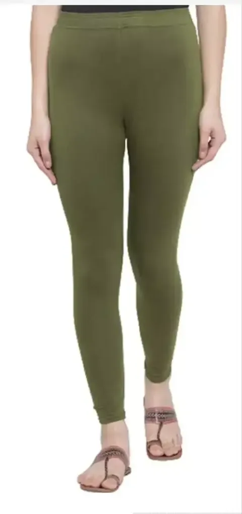Levony Women's Skinny Fit Cotton Leggings (New-Leggings-Olive green: Size -L_Olive Green_L)