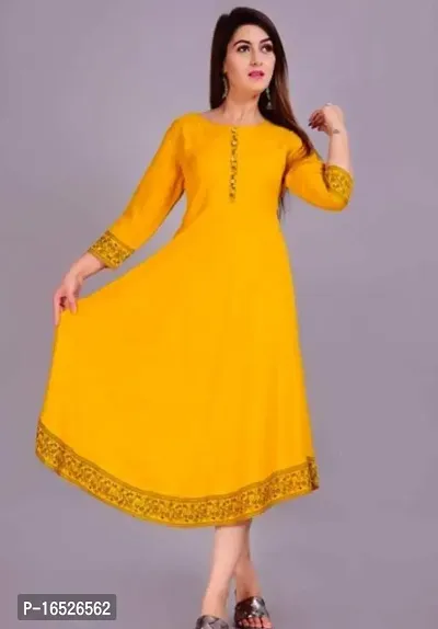 Stylish Yellow Rayon Kurta Bottom Set For Women-thumb0