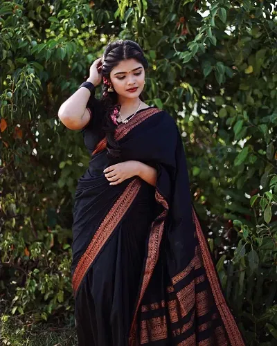 Trending Cotton Silk Saree with Blouse piece 