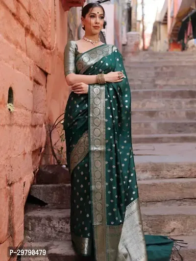 Elegant Green Art Silk Saree with Blouse piece For Women