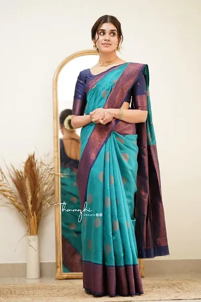 Soft Lichi Silk Banarasi Jacquard Weaving Sarees with Blouse piece