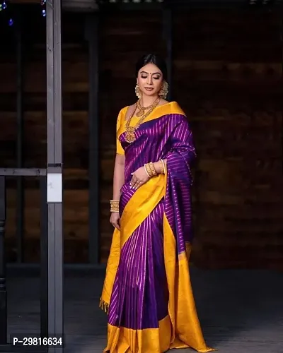 Stylish Purple Art Silk Saree With Blouse Piece For Women
