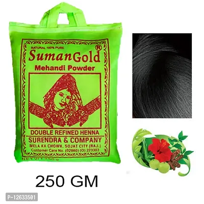 Suman Gold Henna Mehandi Powder Best for Hair Colour| Hair Shine| hair Growth| Hair Treatment (250 GM)-thumb0