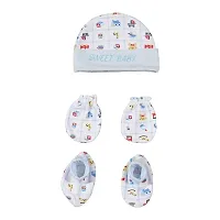 GOURAVSUMANA Soft Cotton Baby Boys  Baby Girl's Kids Cap Mittens Booties (Multicolor, 0-6 Months) Pack of 1-thumb1