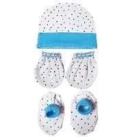 GOURAVSUMANA Soft Cotton Baby Boys  Baby Girl's Kids Cap Mittens Booties (Multicolor, 0-6 Months) Pack of 1-thumb1