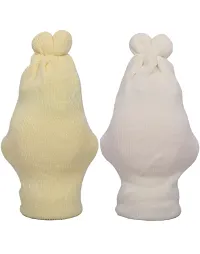 GOURAVSUMANA Baby Winter Warm Soft Kids Woolen Cap Boys  Girl's (White Pink; Pack of 2)-thumb1