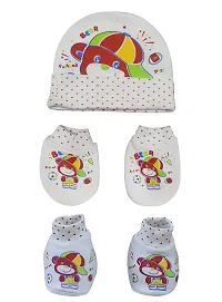 GOURAVSUMANA Soft Cotton Baby Boys  Baby Girl's Kids Cap Mittens Booties (Multicolor, Pack of 1) 0-6 Months-thumb1