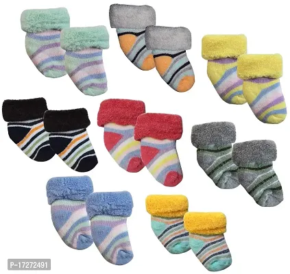 GOURAVSUMANA New Born Baby Soft Cotton Socks (Pack of 8, Color Design May Vary) (Multicolor ; 0-3 Months)