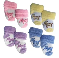 Gouravsumana New Born Baby Soft Cotton Socks Mittens Booties Cap Set (0-3 Months, Multicolor 6)-thumb2