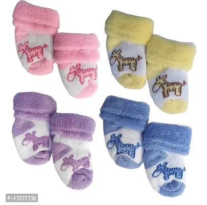 Gouravsumana New Born Baby Soft Cotton Socks Mittens Booties Cap Set (0-3 Months, Multicolor 6)-thumb3