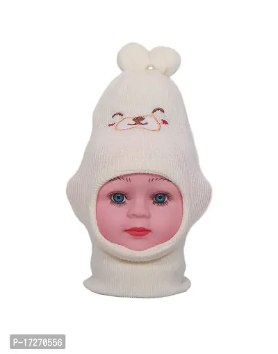 GOURAVSUMANA Baby Winter Warm Soft Kids Woolen Cap Boys  Girl's (White Pink; Pack of 2)-thumb5