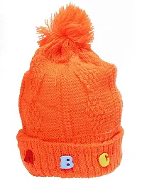 GOURAVSUMANA New Born Baby Winter Warm Fleece Knitted Woolen Cap for Kids Baby Boy's  Baby Girls (Orange  Pink, 3-6 Months)-thumb1