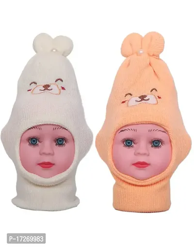 GOURAVSUMANA Baby Boys  Baby Girl's Winter Warm Soft Kids Woolen Monkey Cap (Multicolor, Pack of 2) (6-9 Months)-thumb0