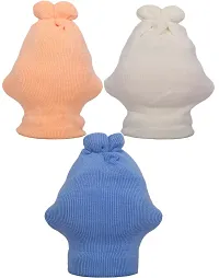 GOURAVSUMANA Baby Girl's  Baby Boys Soft Woolen Winter Warm Kids Monkey Cap (Multicolor; Pack of 3) (6-9 Months)-thumb1