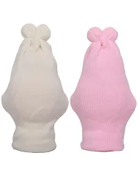 GOURAVSUMANA Baby Winter Warm Soft Kids Woolen Cap Boys  Girl's (Magenta; White Pack of 2)-thumb1