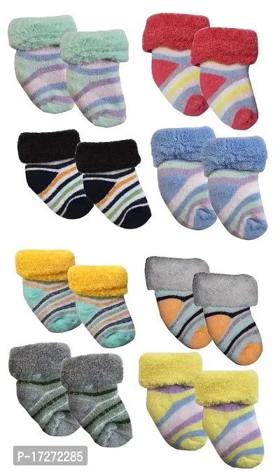 GOURAVSUMANA New Born Baby Soft Cotton Socks (Multicolor ; 0-3 Months) Pack of 8 Color Design May Vary-thumb0