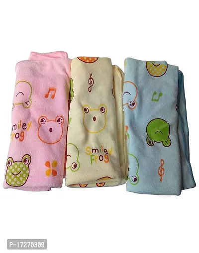 GOURAVSUMANA New Born Baby Stylish Soft Cotton Bath Towel (Multicolor, Pack of 3)