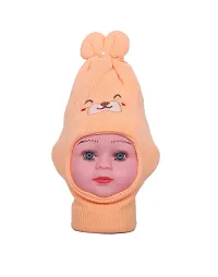 Gouravsumana Baby Winter Woolen Monkey Cap(Peach  Pink,) (0-3 Months)-thumb2