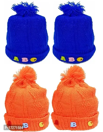 GOURAVSUMANA New Born Baby Winter Warm Fleece Knitted Woolen Cap for Kids Baby Boy's  Baby Girls-thumb0