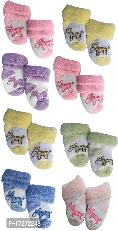 GOURAVSUMANA New Born Baby Soft Cotton Socks (Multicolor ; 0-3 Months) Pack of 8 (Color Design May Vary)-thumb0