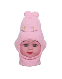 Gouravsumana Baby Winter Woolen Monkey Cap(Peach  Pink,) (0-3 Months)-thumb4