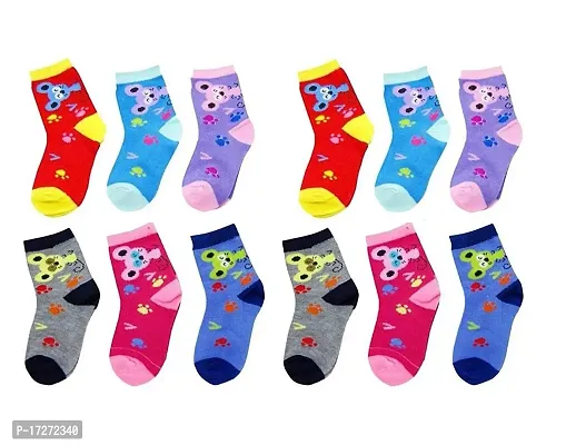 GOURAVSUMANA Soft Cotton Multicolor Baby Socks (Combo Pack of 12)