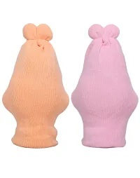 Gouravsumana Baby Winter Woolen Monkey Cap(Peach  Pink,) (0-3 Months)-thumb1