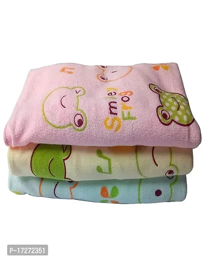 GOURAVSUMANA Baby Boys  Baby Girl's Stylish Soft Cotton Bath Towel (Multicolor) Pack of 3