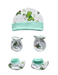GOURAVSUMANA Soft Cotton Baby Boys  Baby Girl's Kids Cap Mittens Booties (Multicolor, Pack of 1)-thumb1
