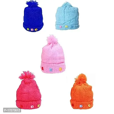 GOURAVSUMANA Baby Winter Warm Soft Kids Woolen Cap Boys  Girl's(Multicolor; Pack of 5) (12-18 Months)