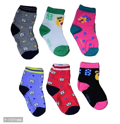 GOURAVSUMANA Soft Cotton Multicolor Baby Socks (Combo Pack of 6)