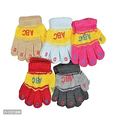 GOURAVSUMANA Baby Boy's  Baby Girl's Soft Woolen Winter Warm Kids Hand Gloves (Multicolor3; Pack of 5) (6-12 Months)-thumb0