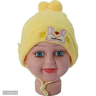 GOURAVSUMANA Baby Winter Warm Soft Kids Woolen Cap Boys  Girl's (Yellow; Pack of 1)
